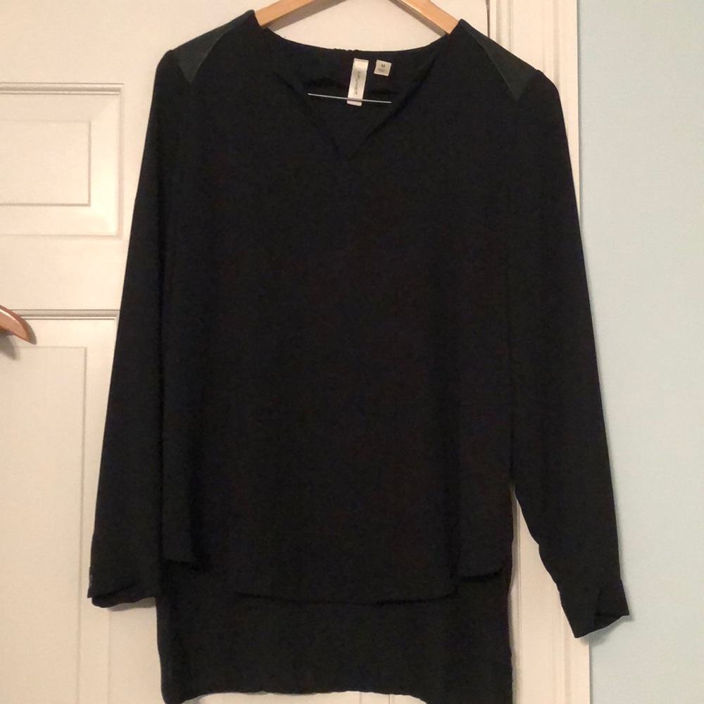 Leather Shoulder Detail Blouse